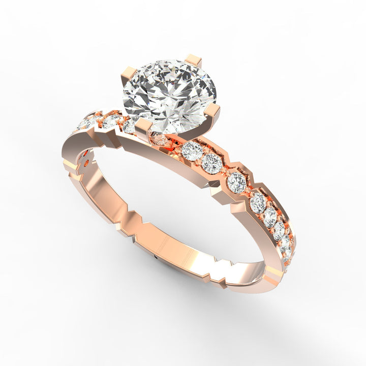 Elegance Defined: Geometric Grace Solitaire Ring with Delicate Shank Design