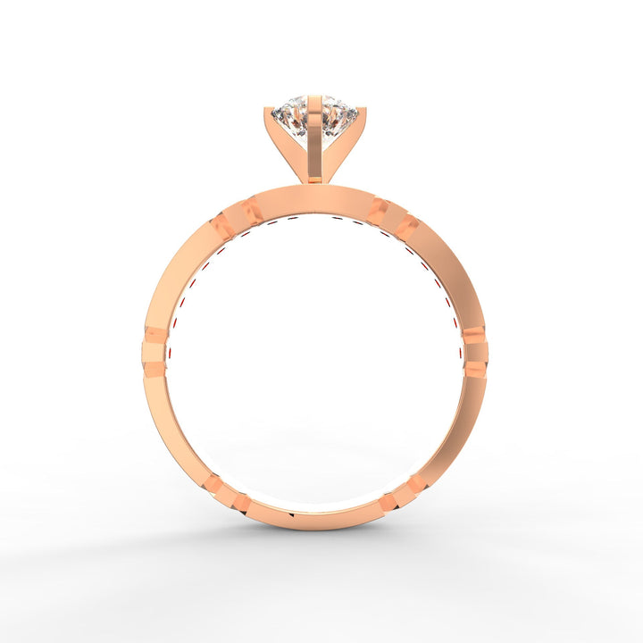 Elegance Defined: Geometric Grace Solitaire Ring with Delicate Shank Design