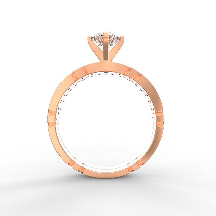 Dual Elegance Geometric Solitaire Wedding Ring