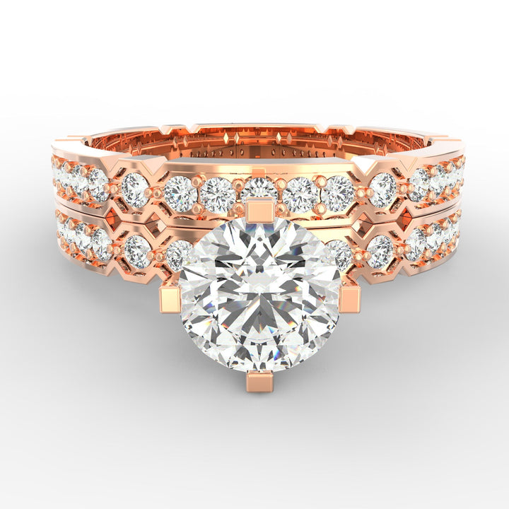 Dual Elegance Geometric Solitaire Wedding Ring