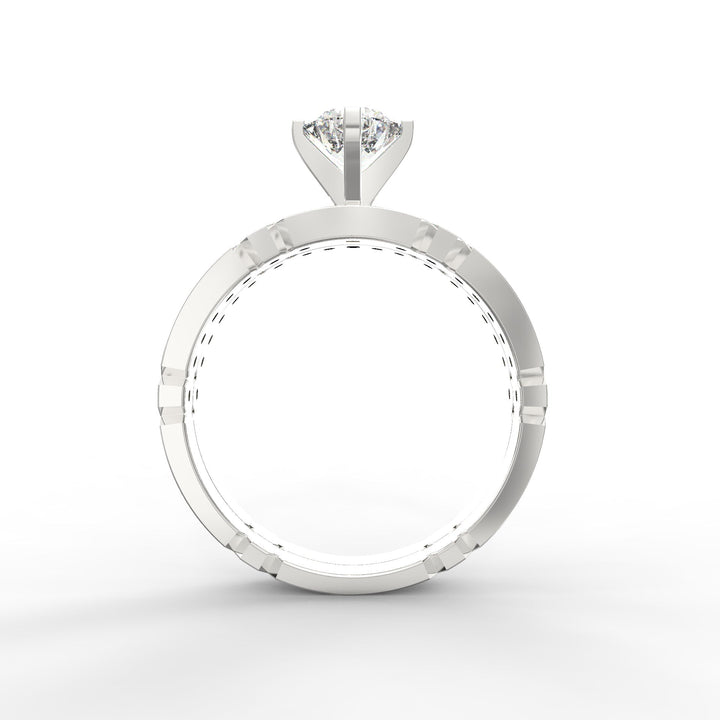 Dual Elegance Geometric Solitaire Wedding Ring