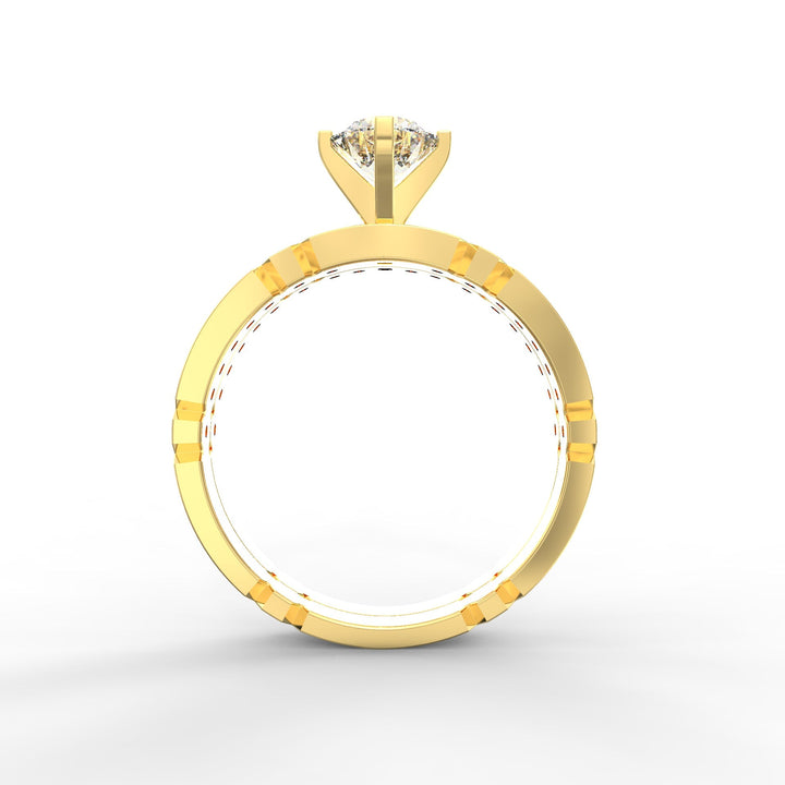 Dual Elegance Geometric Solitaire Wedding Ring