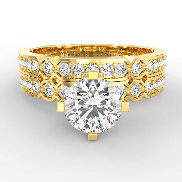 Dual Elegance Geometric Solitaire Wedding Ring