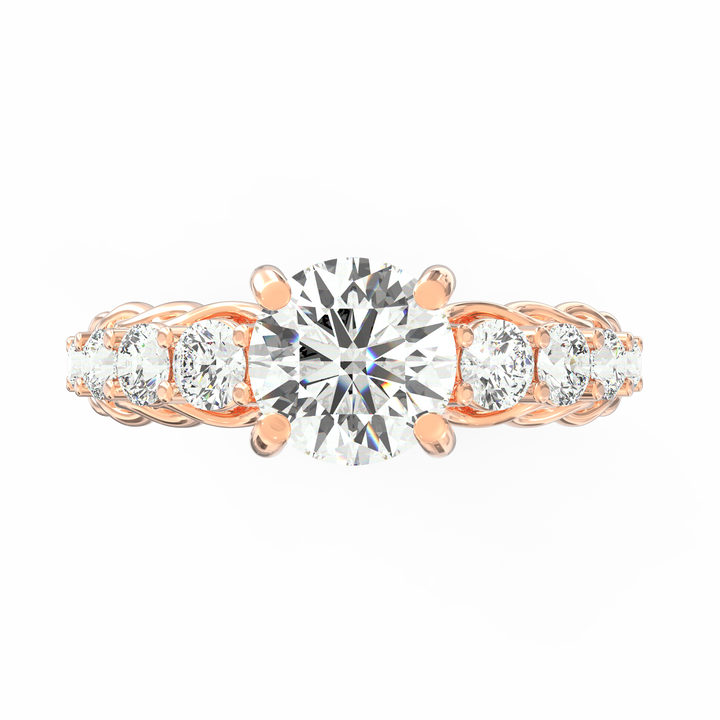 Cascading Diamonds Round Solitaire Wedding Band