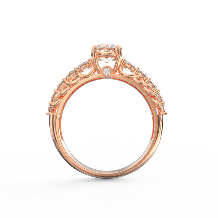 Cascading Diamonds Round Solitaire Wedding Band