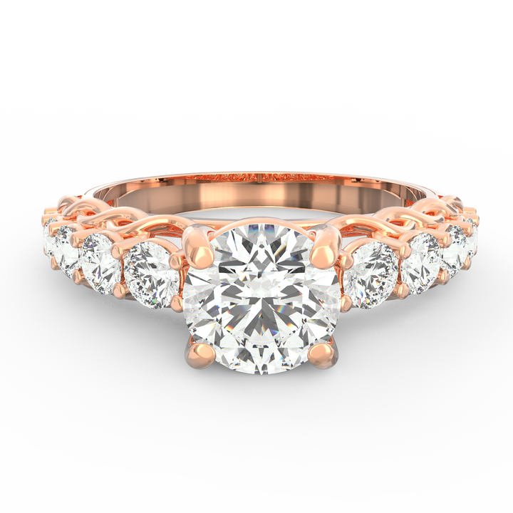 Cascading Diamonds Round Solitaire Wedding Band