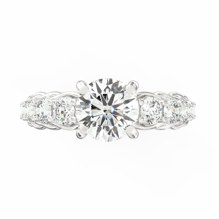 Cascading Diamonds Round Solitaire Wedding Band