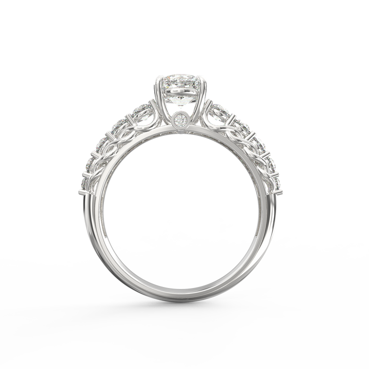 Cascading Diamonds Round Solitaire Wedding Band