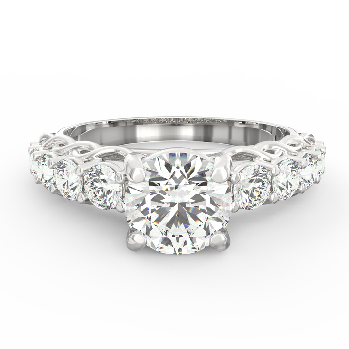 Cascading Diamonds Round Solitaire Wedding Band