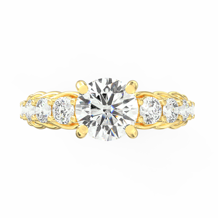 Cascading Diamonds Round Solitaire Wedding Band
