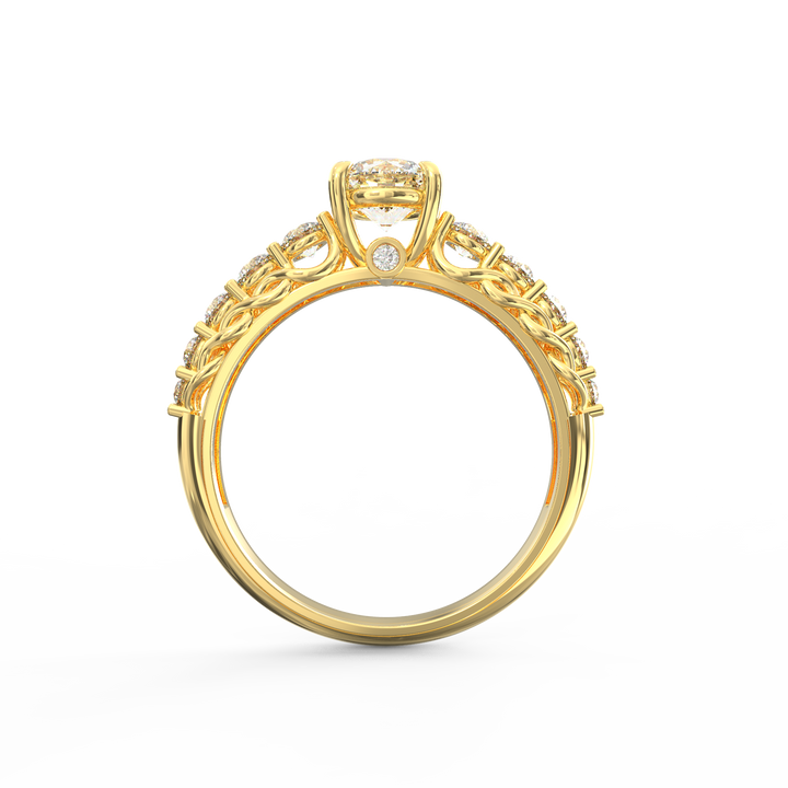 Cascading Diamonds Round Solitaire Wedding Band