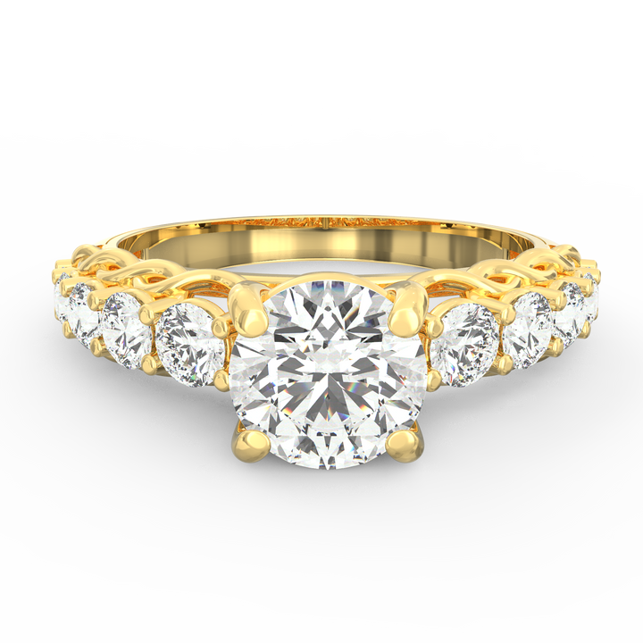 Cascading Diamonds Round Solitaire Wedding Band