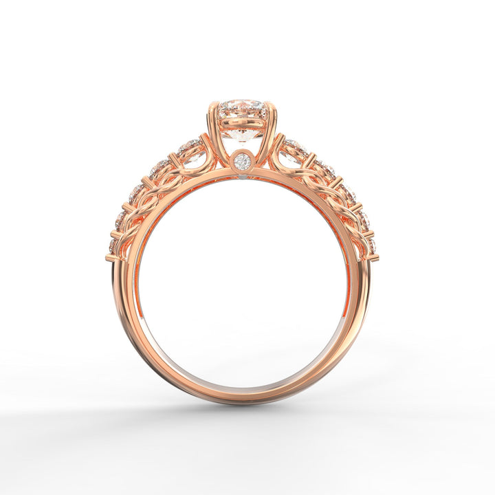 Cascading Diamonds Round Solitaire Wedding Band