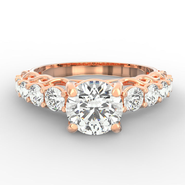 Cascading Diamonds Round Solitaire Wedding Band