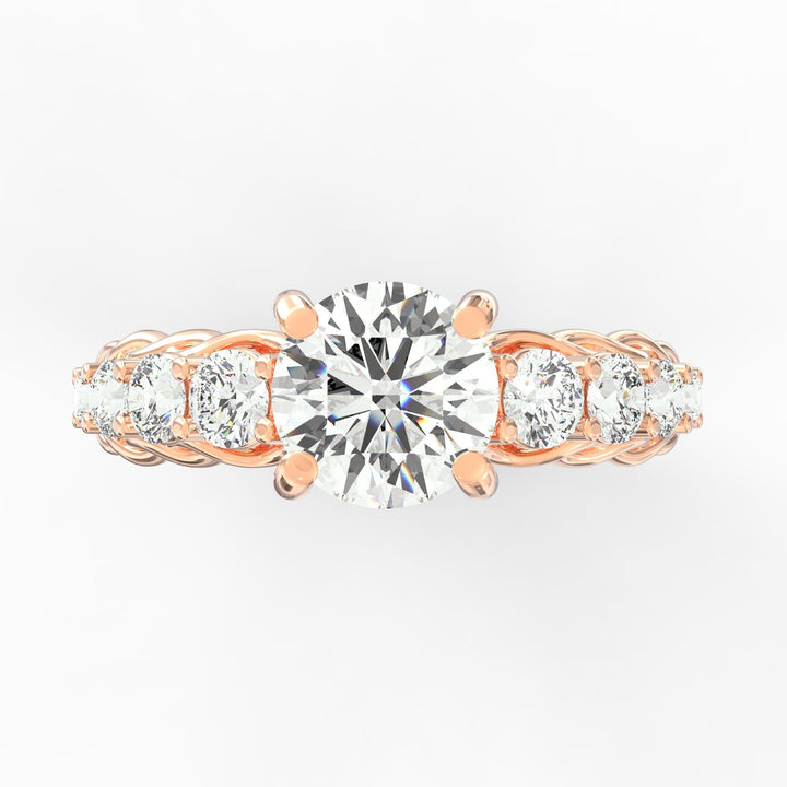 Cascading Diamonds Round Solitaire Wedding Band