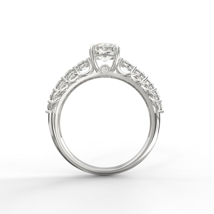 Cascading Diamonds Round Solitaire Wedding Band