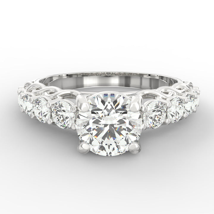 Cascading Diamonds Round Solitaire Wedding Band