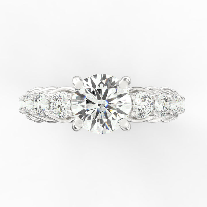 Cascading Diamonds Round Solitaire Wedding Band