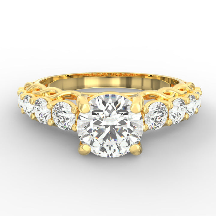 Cascading Diamonds Round Solitaire Wedding Band