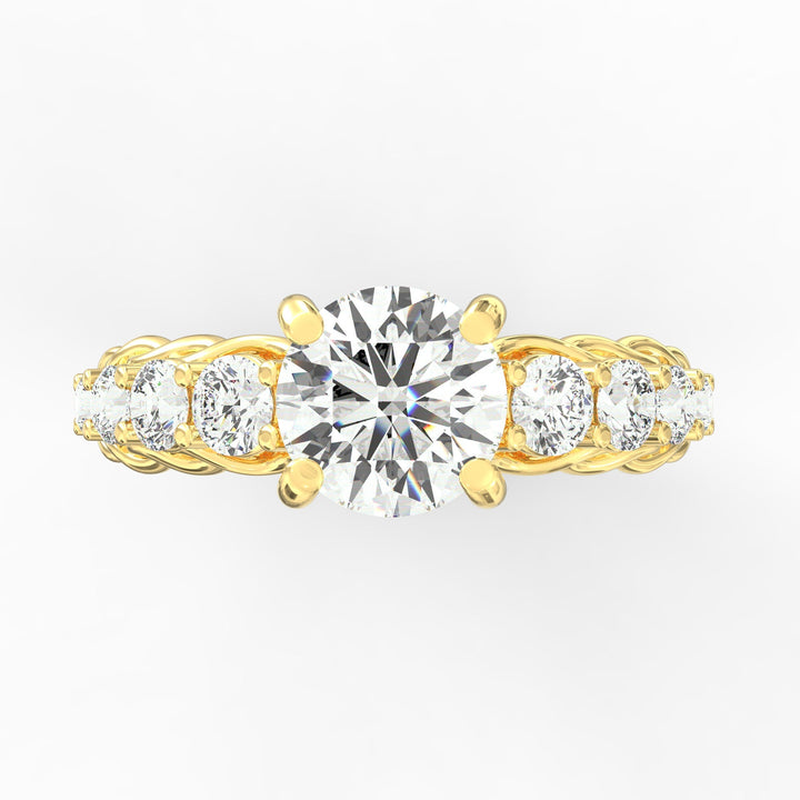 Cascading Diamonds Round Solitaire Wedding Band
