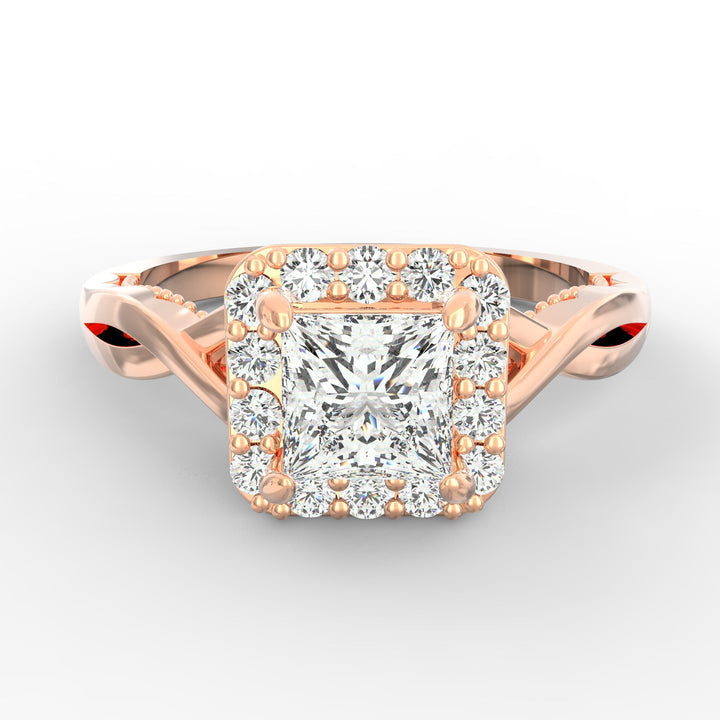 Enchanted Halo Princess Cut Diamond Solitaire Proposal Ring