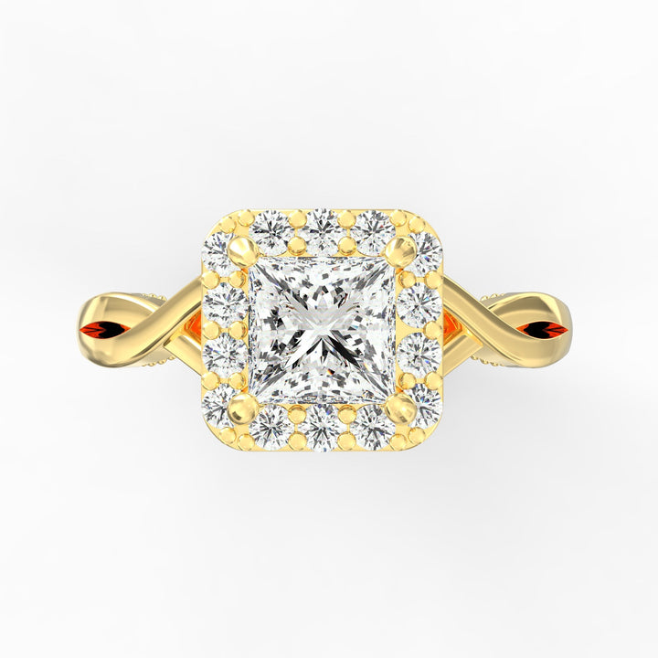 Enchanted Halo Princess Cut Diamond Solitaire Proposal Ring