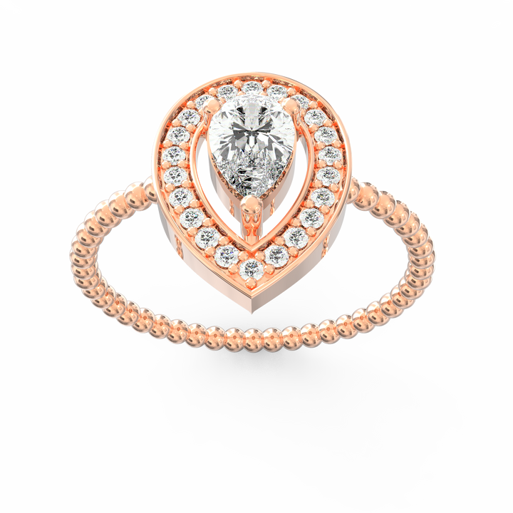 Graceful Adornments Pear Diamond Halo Engagement Ring