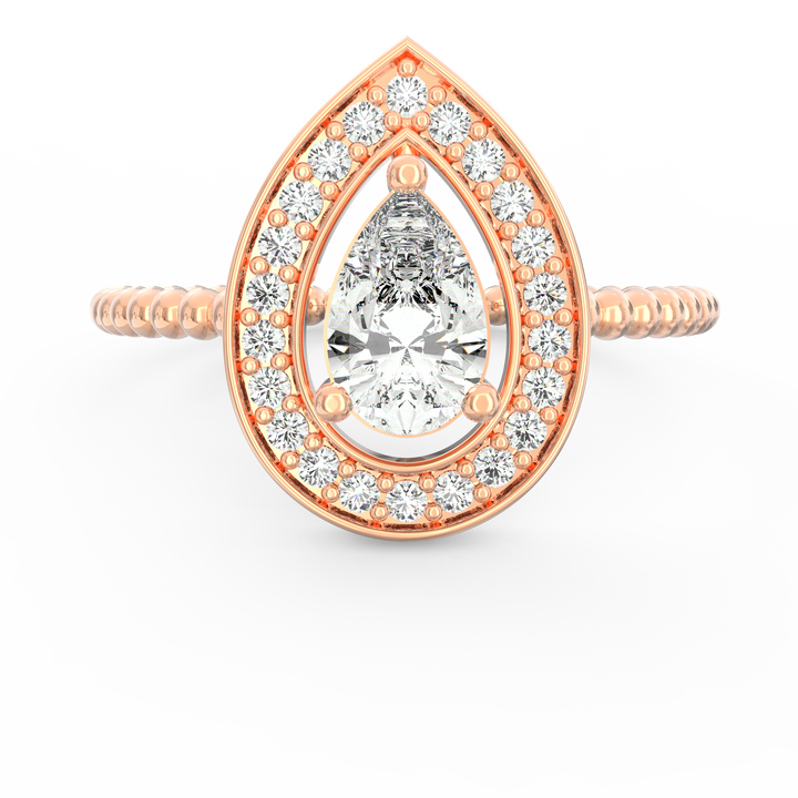 Graceful Adornments Pear Diamond Halo Engagement Ring