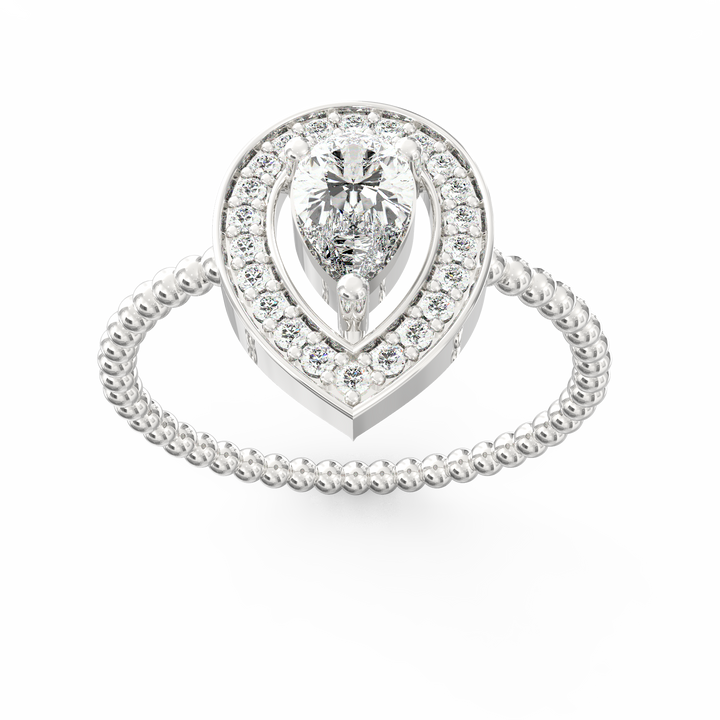Graceful Adornments Pear Diamond Halo Engagement Ring