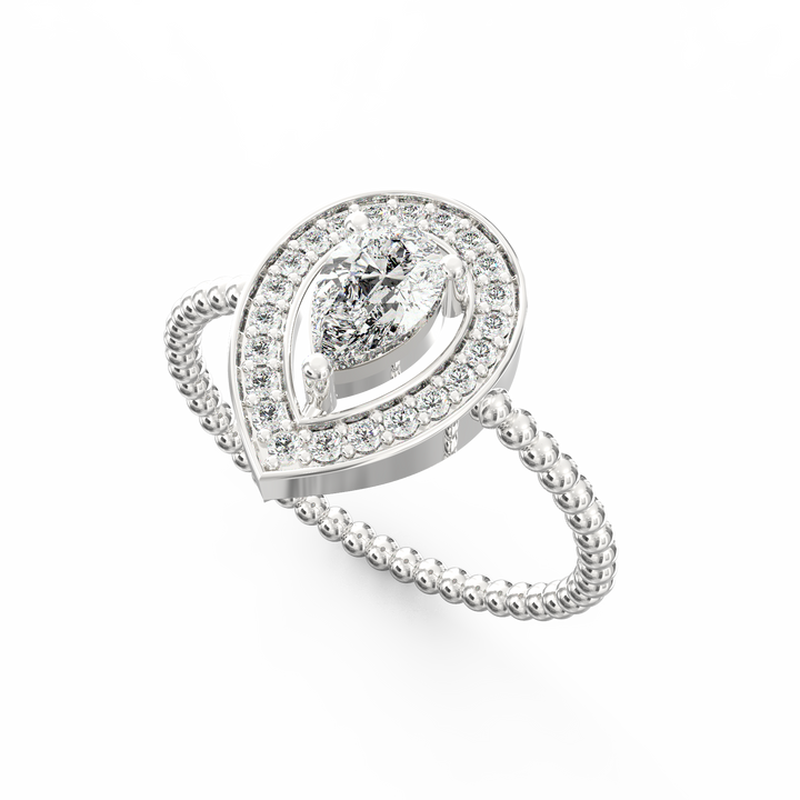 Graceful Adornments Pear Diamond Halo Engagement Ring