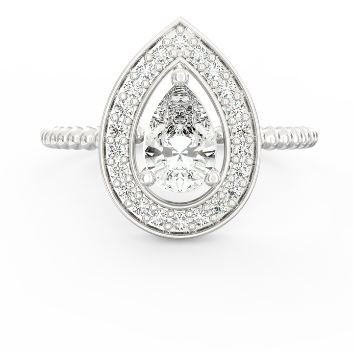 Graceful Adornments Pear Diamond Halo Engagement Ring