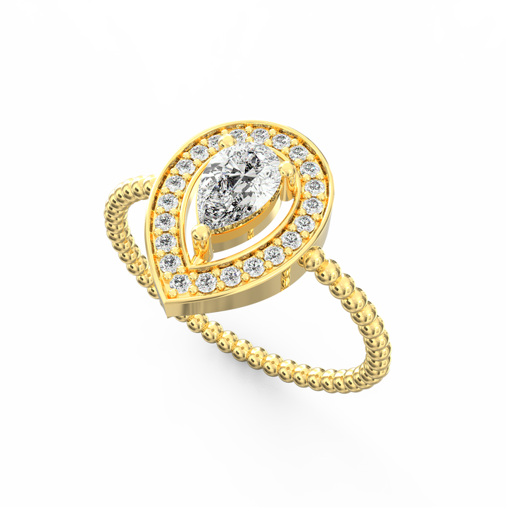 Graceful Adornments Pear Diamond Halo Engagement Ring
