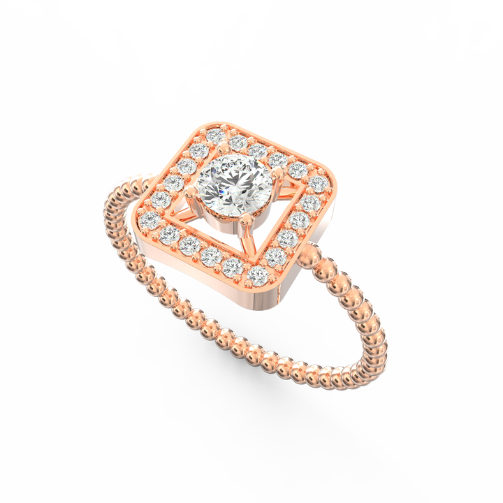 Infinite Elegance Square Halo Round Diamond Engagement Ring