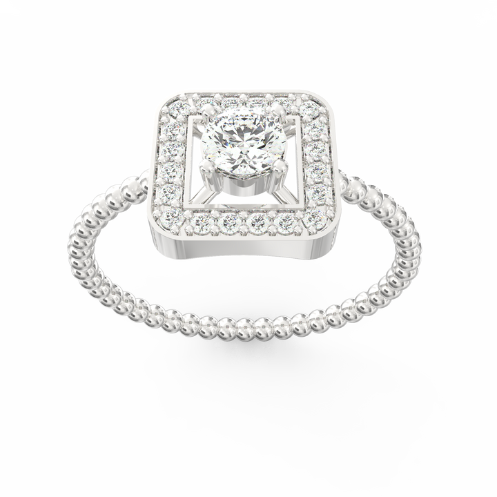 Infinite Elegance Square Halo Round Diamond Engagement Ring