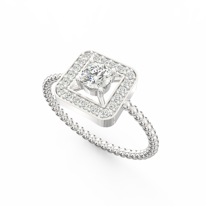 Infinite Elegance Square Halo Round Diamond Engagement Ring
