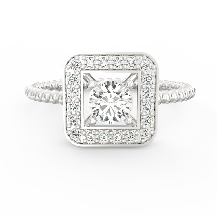 Infinite Elegance Square Halo Round Diamond Engagement Ring