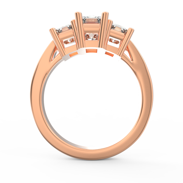 Timeless Unity Three Stone Emerald Cut Diamond Engagement Ring