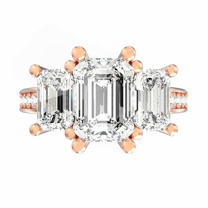 Timeless Unity Three Stone Emerald Cut Diamond Engagement Ring