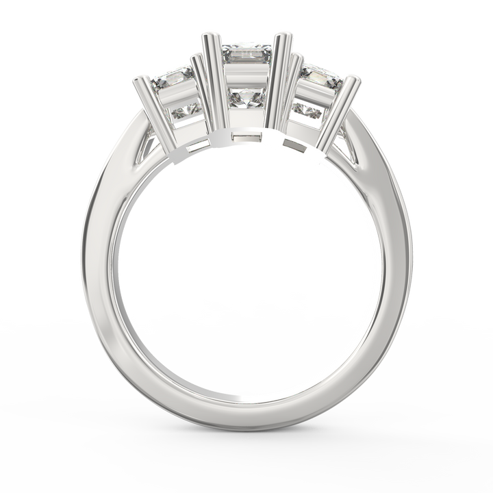 Timeless Unity Three Stone Emerald Cut Diamond Engagement Ring
