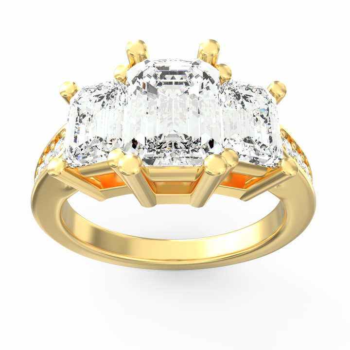 Timeless Unity Three Stone Emerald Cut Diamond Engagement Ring