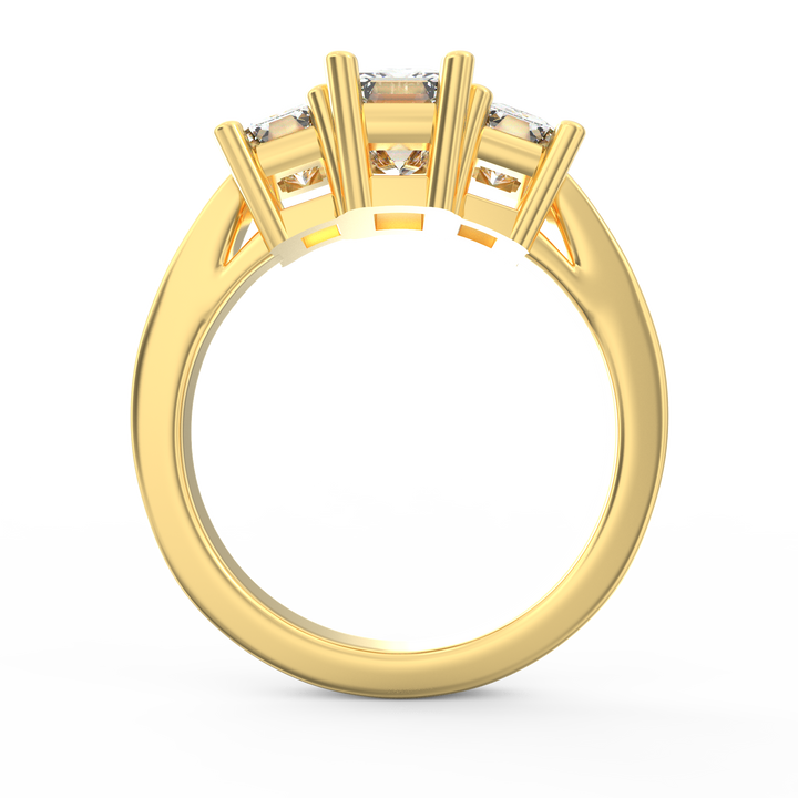 Timeless Unity Three Stone Emerald Cut Diamond Engagement Ring
