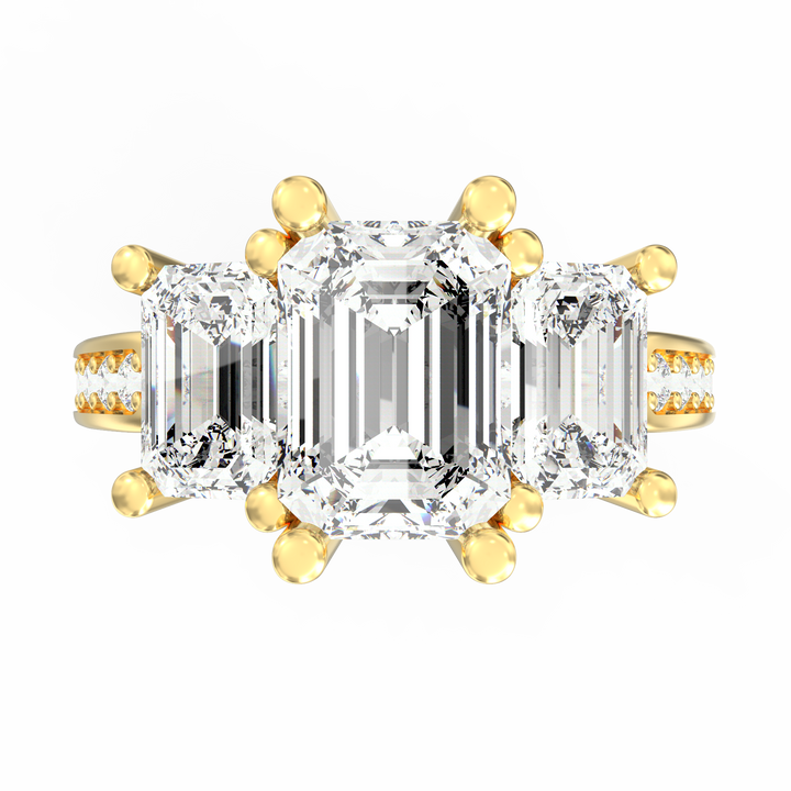 Timeless Unity Three Stone Emerald Cut Diamond Engagement Ring
