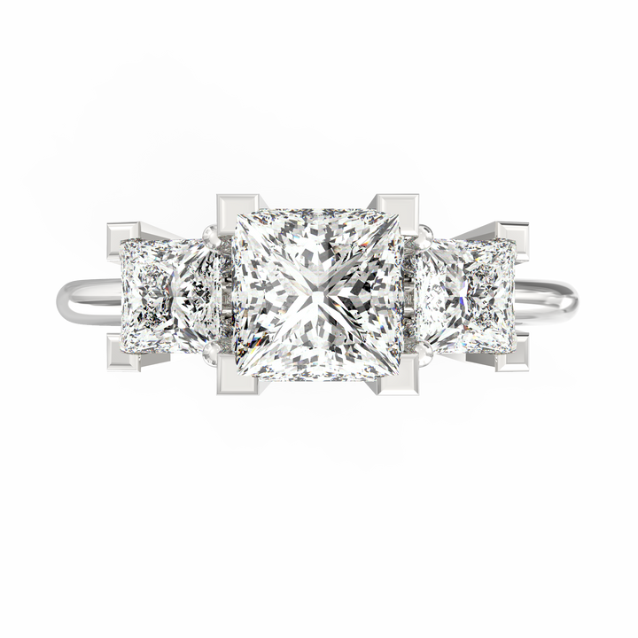 Journey of Forever Three Stone Princess Cut Diamond Engagement Ring