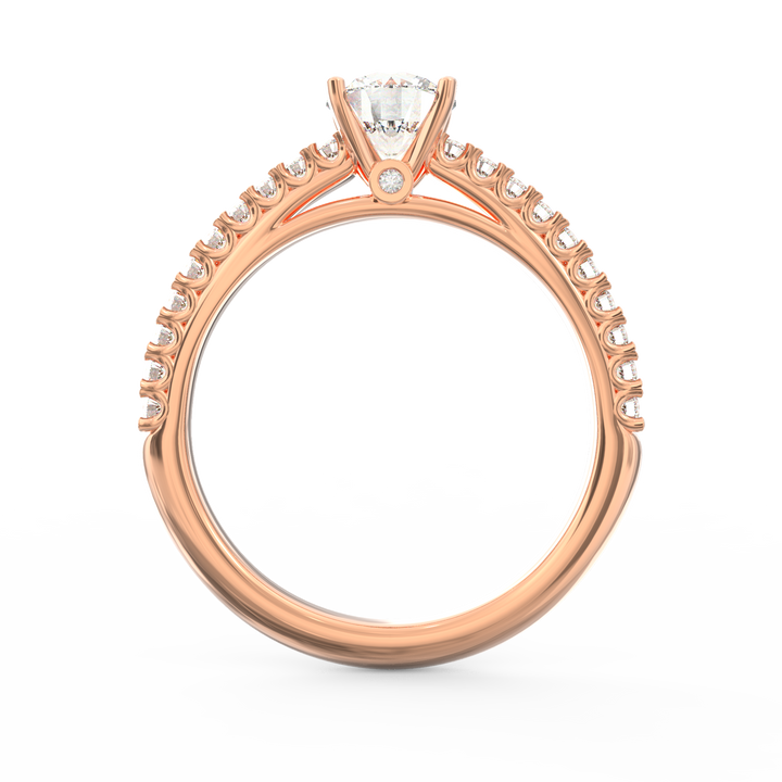 Soul's Reflection Round Cut Solitaire Engagement Ring with Diamond Shank
