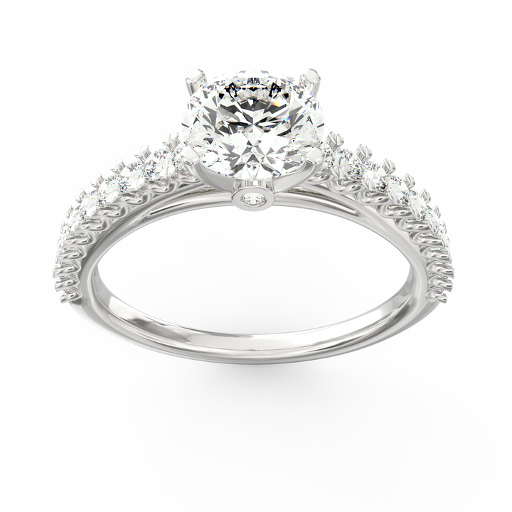 Soul's Reflection Round Cut Solitaire Engagement Ring with Diamond Shank