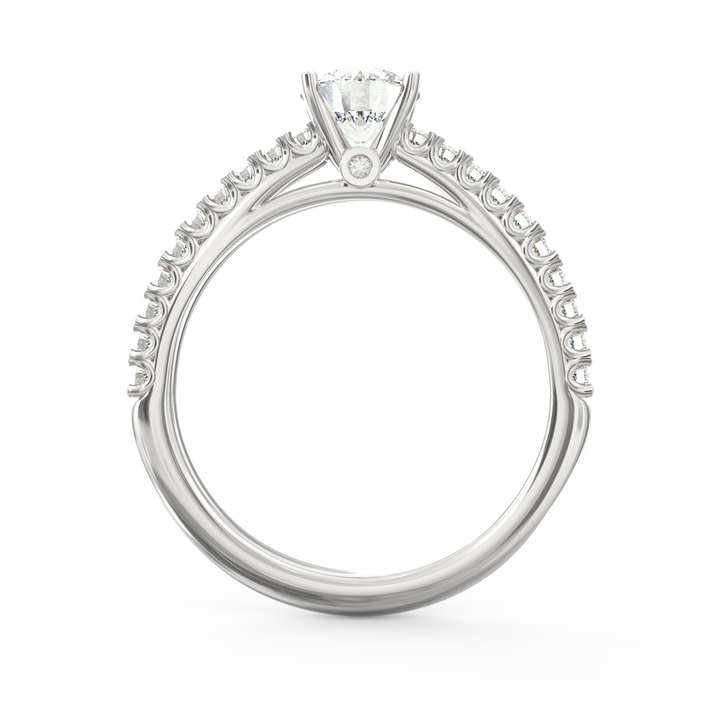 Soul's Reflection Round Cut Solitaire Engagement Ring with Diamond Shank