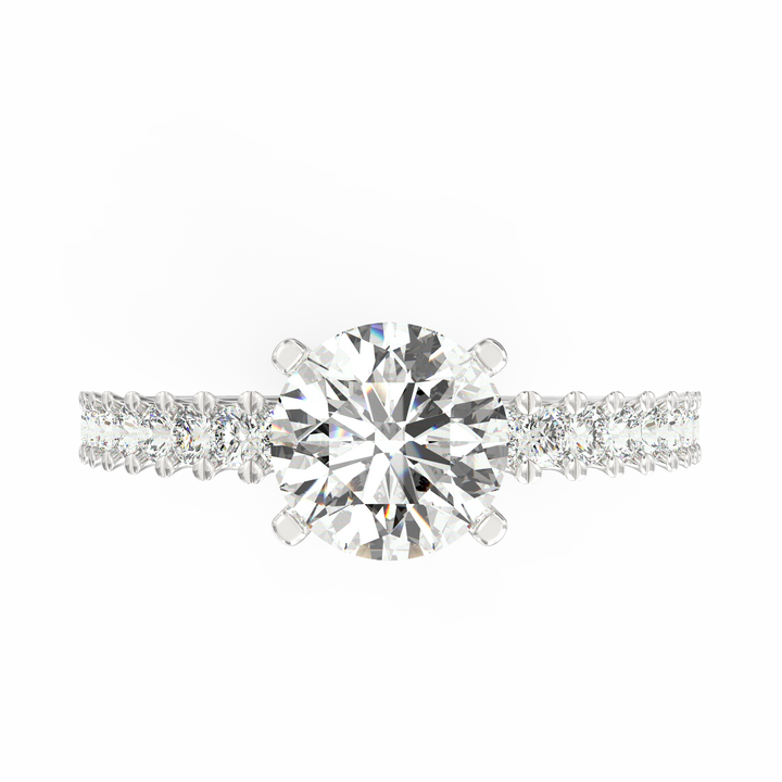 Soul's Reflection Round Cut Solitaire Engagement Ring with Diamond Shank