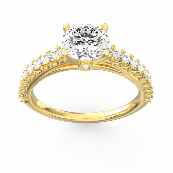 Soul's Reflection Round Cut Solitaire Engagement Ring with Diamond Shank