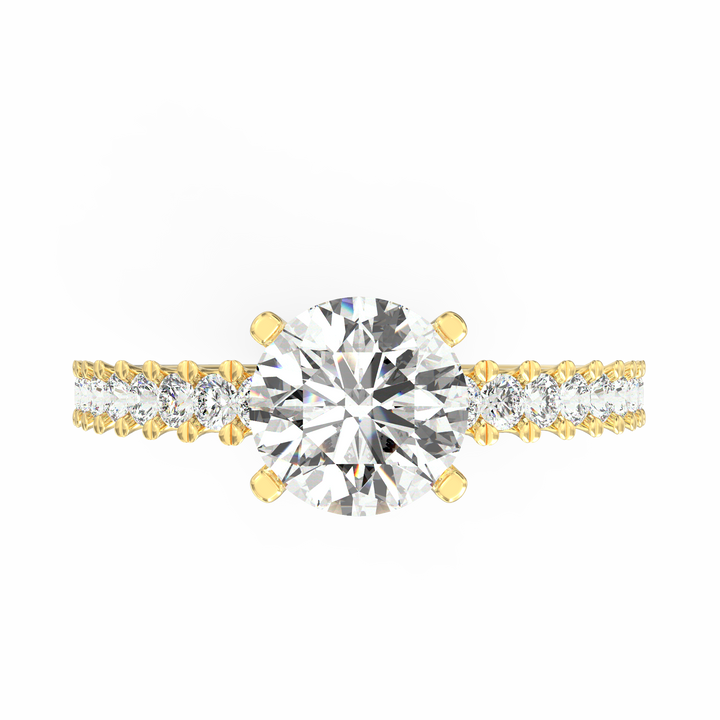 Soul's Reflection Round Cut Solitaire Engagement Ring with Diamond Shank