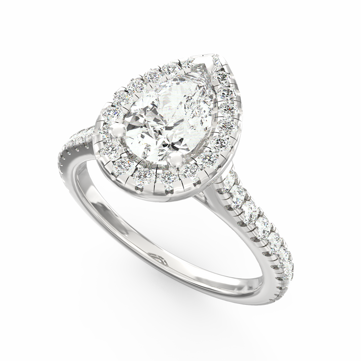 Eternal Sparkle Pear Diamond Halo Engagement Ring